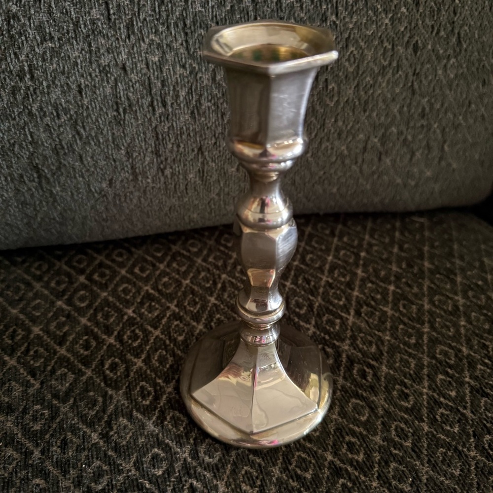 Hosley Polished Solid Brass Candleholder Heavy base Vintage